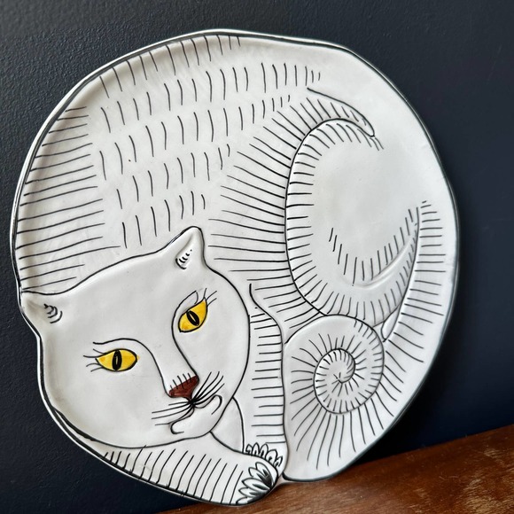 Vintage Cat Glazed Ceramic Dish Plate for Bonwit Teller Made in Italy - Picture 11 of 11